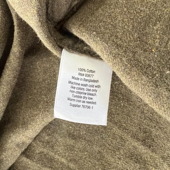 NWT Mutual Weave Dark Olive Flannel Button Up Shirt M | 100% Cotton Casual Top - Picture 5 of 7